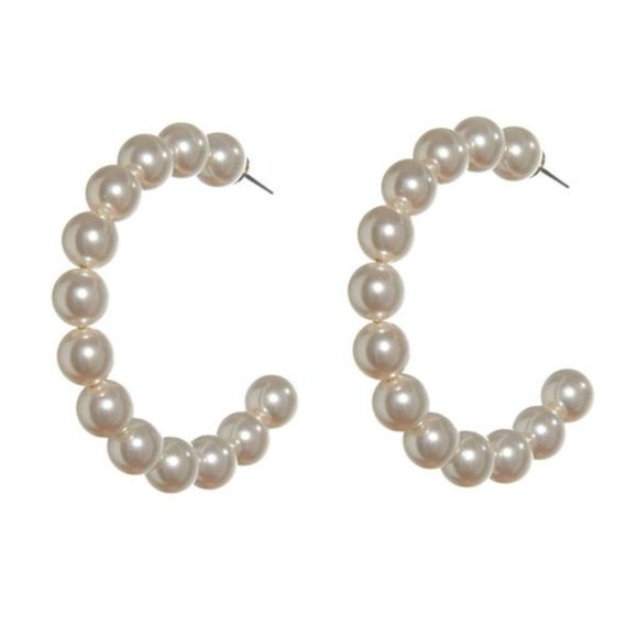 Lele Sadoughi Jungle Peach Stardust Pearl Hoops - Picture 3 of 8